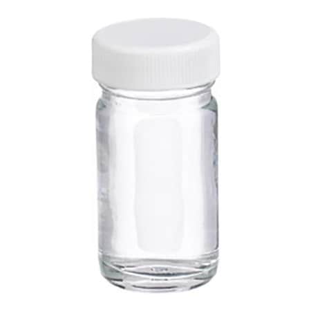 Cp Lab Safety. Wheaton 1 oz Bottles, Wide Mouth, Round, Clear, 33-400 PTFE Lined Caps, Case of 48 W217000